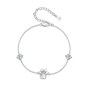 (image pour) Bracelet avec empreinte de patte en opale, style Pandora - SCB256