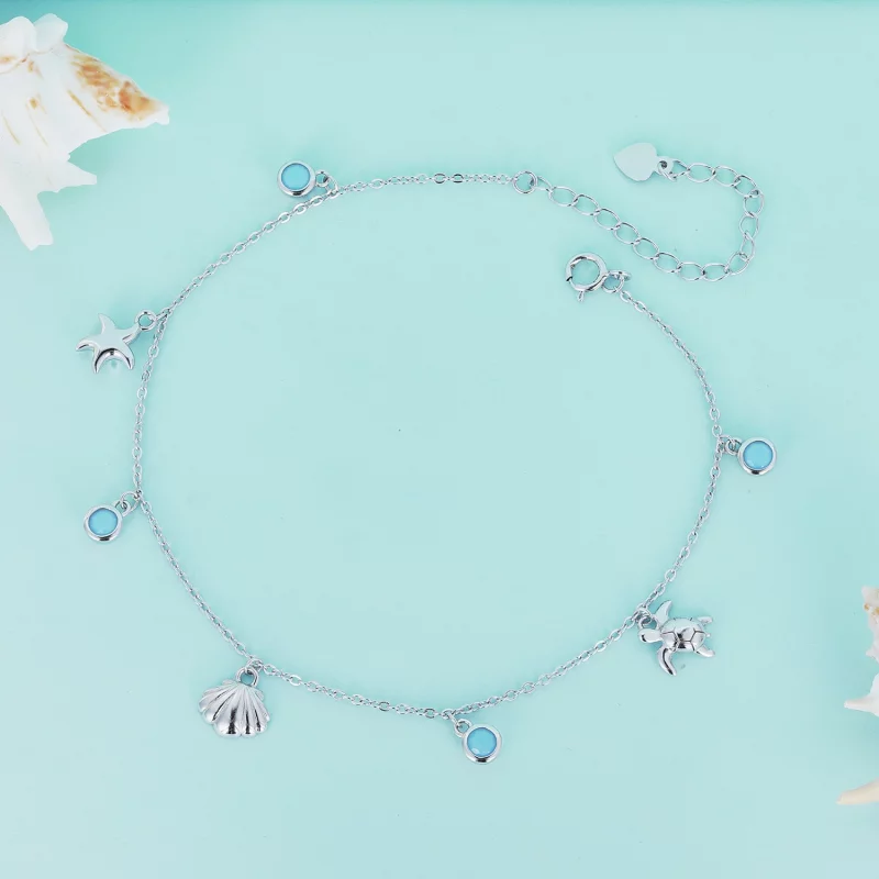(image pour) Bracelet de cheville estival style Pandora avec motif océanique - BST006 - Afficher 3