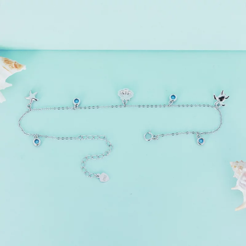 (image pour) Bracelet de cheville estival style Pandora avec motif océanique - BST006 - Afficher 4