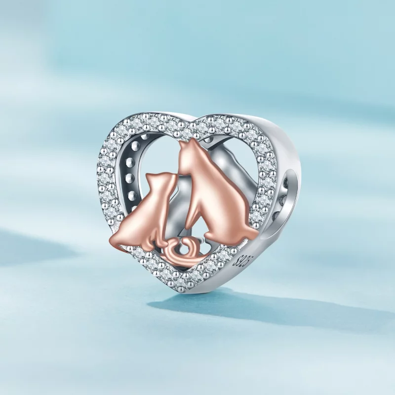 (image pour) Charm Pandora Style Bisou au Chat - SCC2517 - Afficher 2