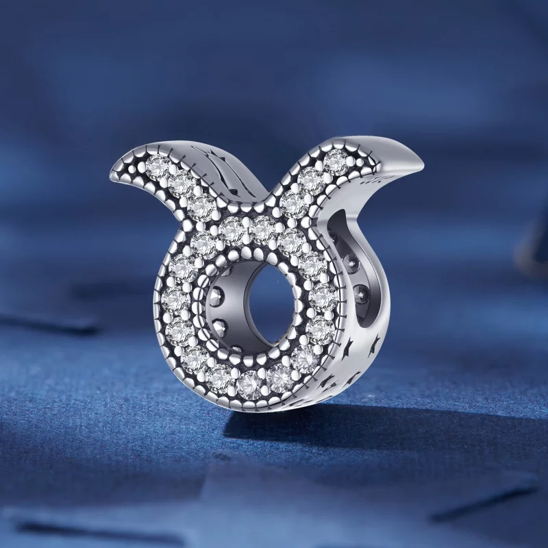 (image pour) Charm Pandora Style Taureau Chanceux du Zodiaque - SCC2516-2 - Afficher 2