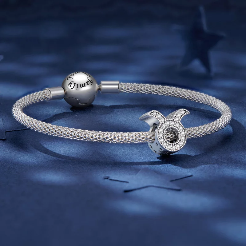 (image pour) Charm Pandora Style Taureau Chanceux du Zodiaque - SCC2516-2 - Afficher 5