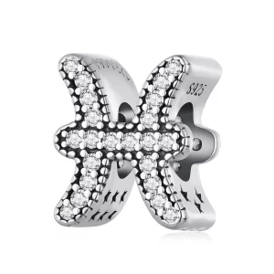 Charme de signe du zodiaque des Poissons chanceux de style Pandora - SCC2516-11 (image pour) Charme de signe du zodiaque des Poissons chanceux de style Pandora - SCC2516-11