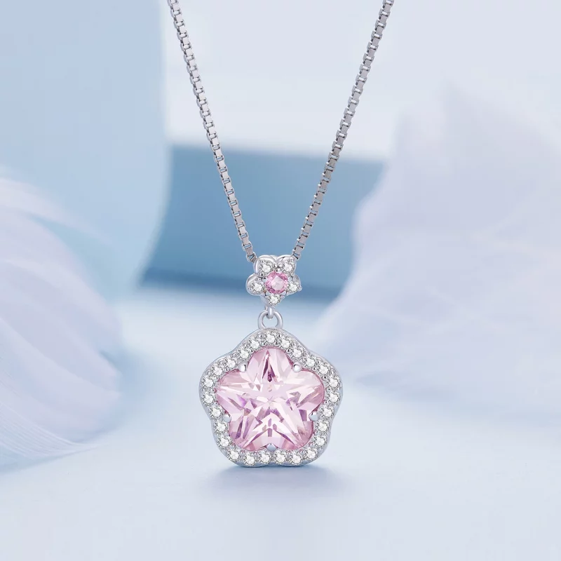 (image pour) Collier de style Pandora avec petite fleur - BSN329 - Afficher 3