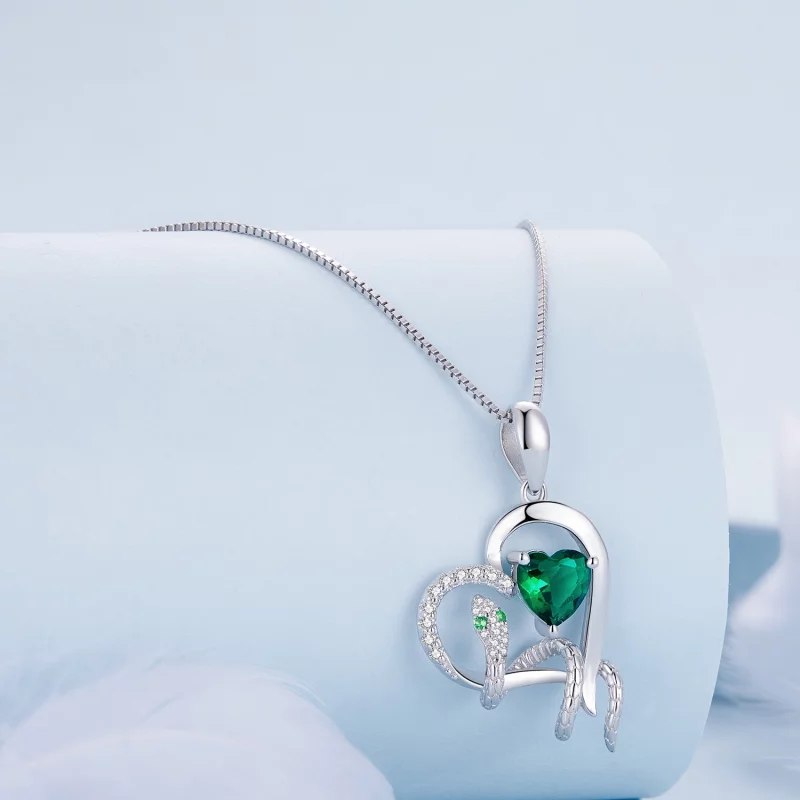 (image pour) Collier de style Pandora avec un magnifique serpent enroulant un cœur - BSN327 - Afficher 2