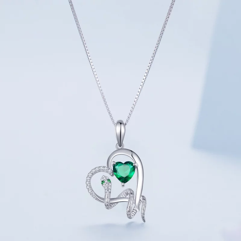 (image pour) Collier de style Pandora avec un magnifique serpent enroulant un cœur - BSN327 - Afficher 3