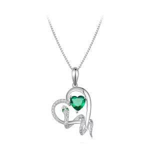 (image pour) Collier de style Pandora avec un magnifique serpent enroulant un cœur - BSN327