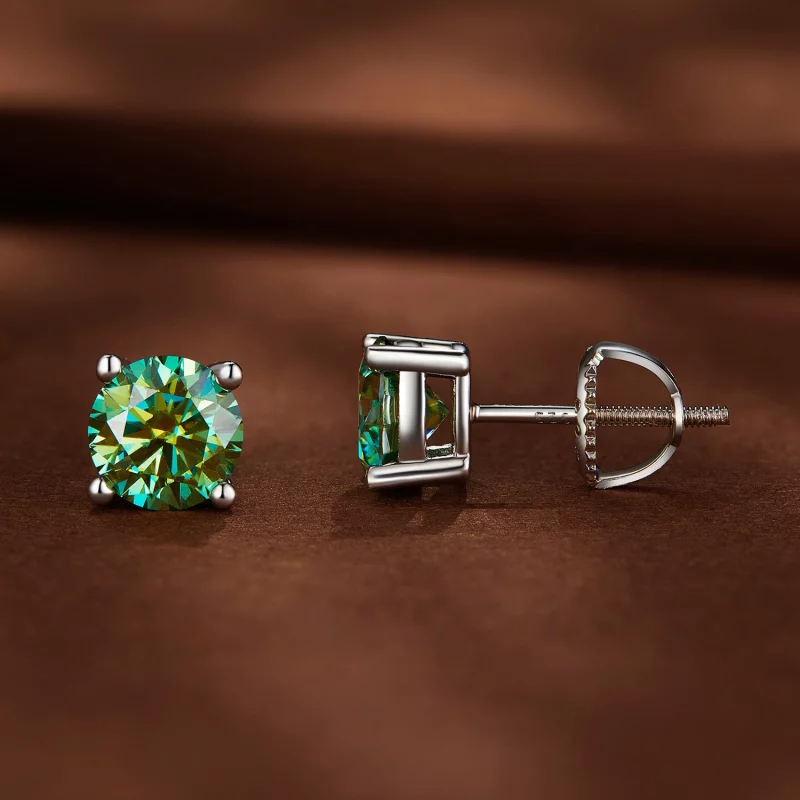 (image pour) Pandora Style Boucles d'oreilles clous en Moissanite de un carat à quatre griffe - Afficher 2