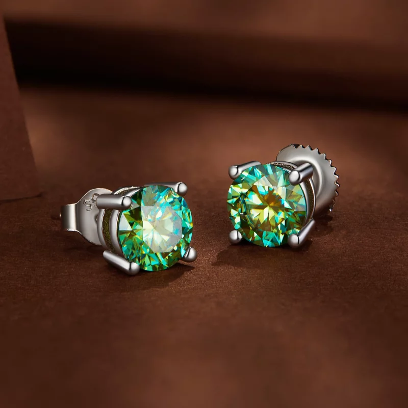 (image pour) Pandora Style Boucles d'oreilles clous en Moissanite de un carat à quatre griffe - Afficher 3