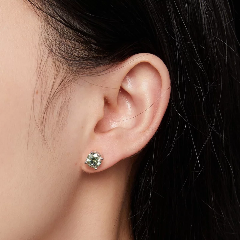 (image pour) Pandora Style Boucles d'oreilles clous en Moissanite de un carat à quatre griffe - Afficher 4
