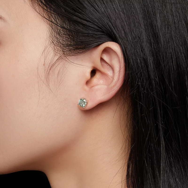 (image pour) Pandora Style Boucles d'oreilles clous en Moissanite de un carat à quatre griffe - Afficher 5