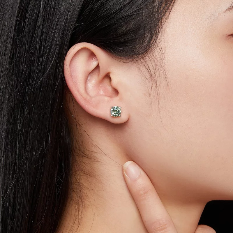 (image pour) Pandora Style Boucles d'oreilles clous en Moissanite de un carat à quatre griffe - Afficher 6