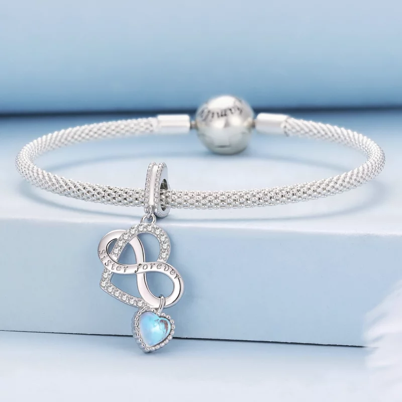 (image pour) Pendentif Charm Cœur Sœur Style Pandora - BSC860 - Afficher 3