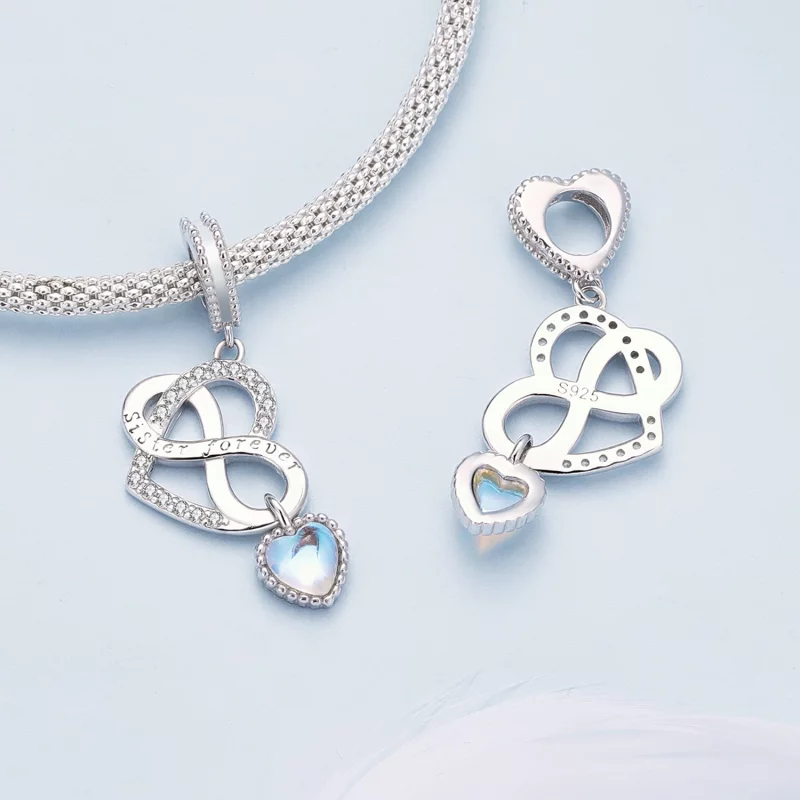 (image pour) Pendentif Charm Cœur Sœur Style Pandora - BSC860 - Afficher 4