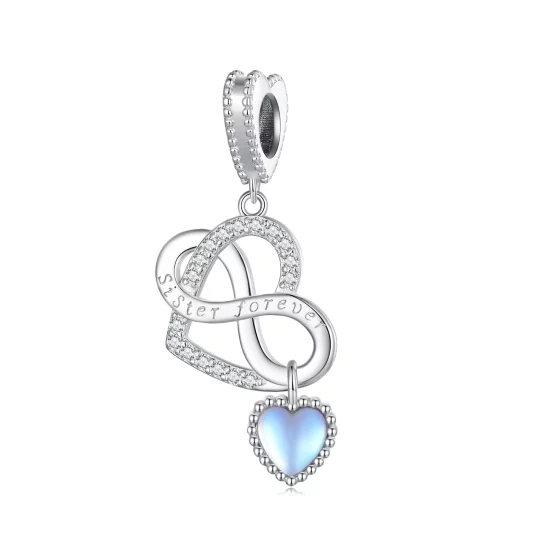 (image pour) Pendentif Charm Cœur Sœur Style Pandora - BSC860