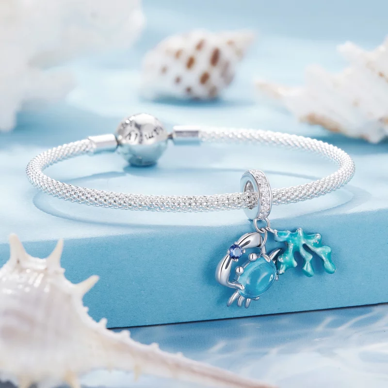 (image pour) Pendentif Charme en forme de crabe et de varech de style Pandora - SCC2505 - Afficher 3