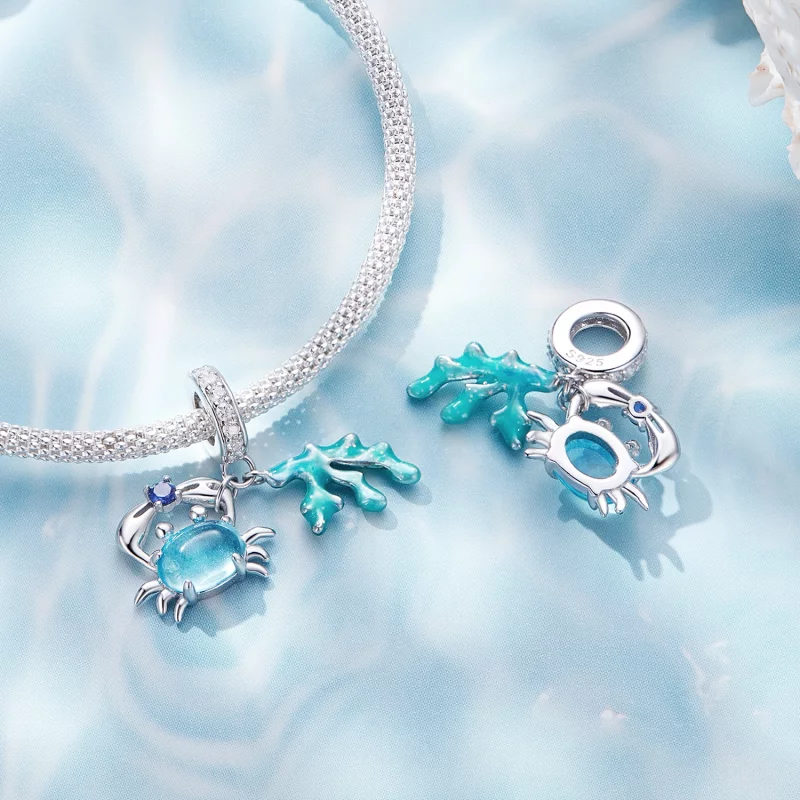 (image pour) Pendentif Charme en forme de crabe et de varech de style Pandora - SCC2505 - Afficher 4