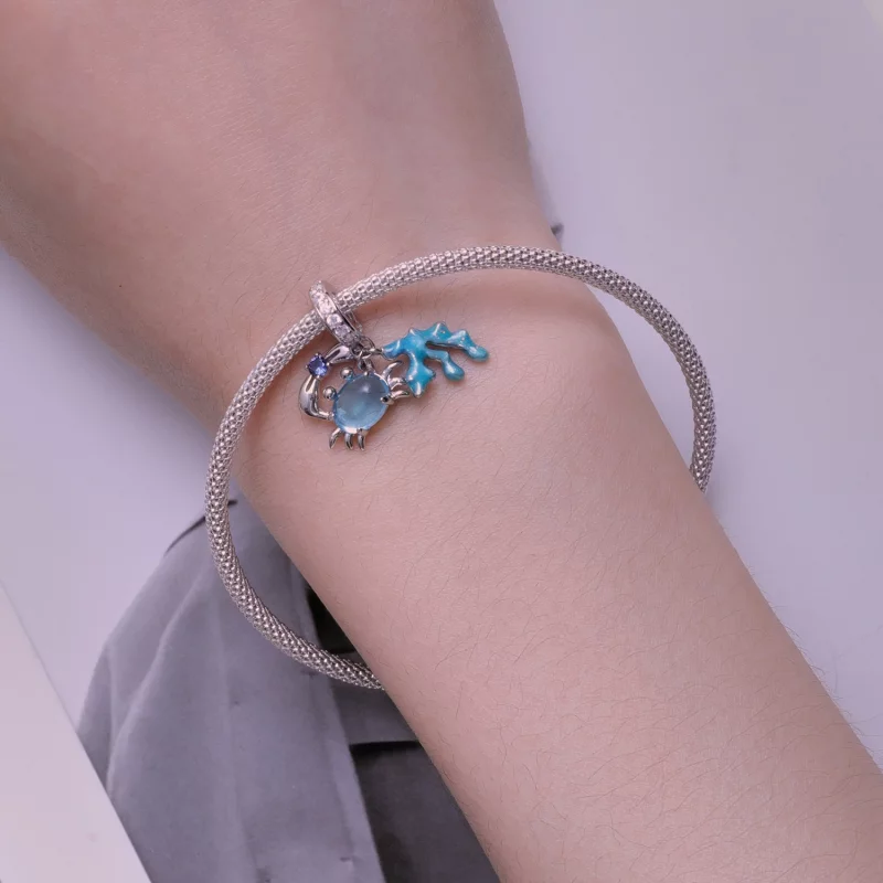 (image pour) Pendentif Charme en forme de crabe et de varech de style Pandora - SCC2505 - Afficher 5