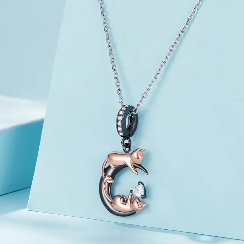 (image pour) Pendentif Charme Jouant avec des Chats de Style Pandora - SCC2518 - Afficher 2