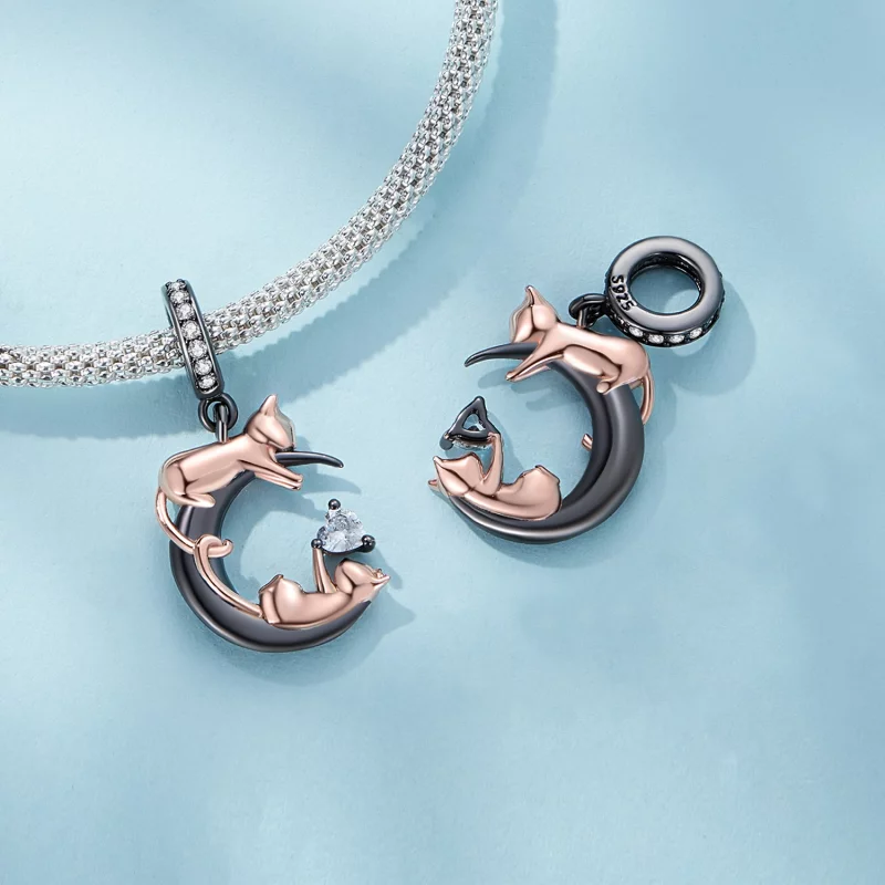 (image pour) Pendentif Charme Jouant avec des Chats de Style Pandora - SCC2518 - Afficher 4