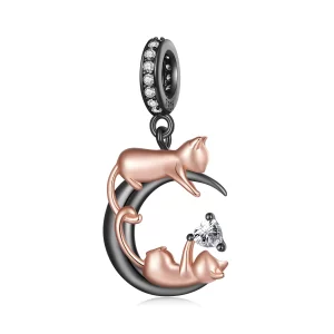 (image pour) Pendentif Charme Jouant avec des Chats de Style Pandora - SCC2518