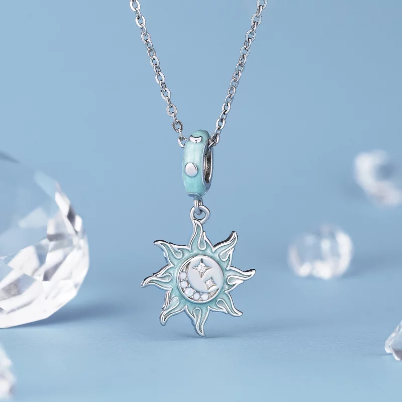 (image pour) Pendentif Charme style Pandora avec Soleil et Lune - BSC855 - Afficher 2