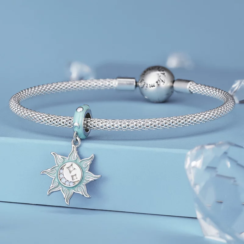 (image pour) Pendentif Charme style Pandora avec Soleil et Lune - BSC855 - Afficher 3