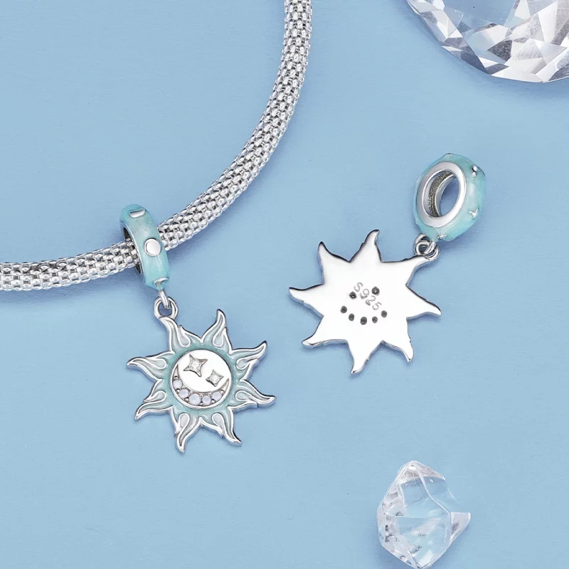 (image pour) Pendentif Charme style Pandora avec Soleil et Lune - BSC855 - Afficher 4