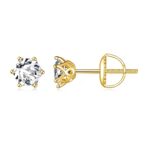 (image pour) Style Pandora plaqué or 0,5 carat Boucles d'oreilles à tige en Moissanite à six griffes - MSE004-BS