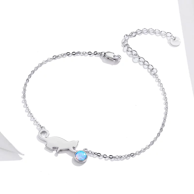 (image pour) Bracelet chat style Pandora avec opale - SCB175 - Afficher 3