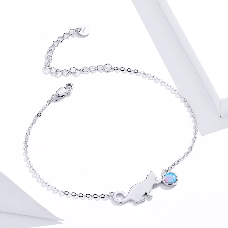 (image pour) Bracelet chat style Pandora avec opale - SCB175 - Afficher 4