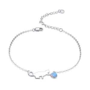 (image pour) Bracelet chat style Pandora avec opale - SCB175