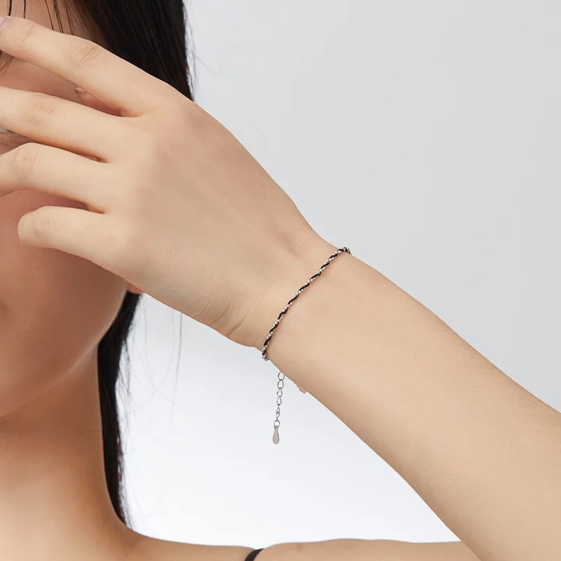 (image pour) Bracelet Cordon Style PANDORA Corde Noire - SCB173-BK - Afficher 2