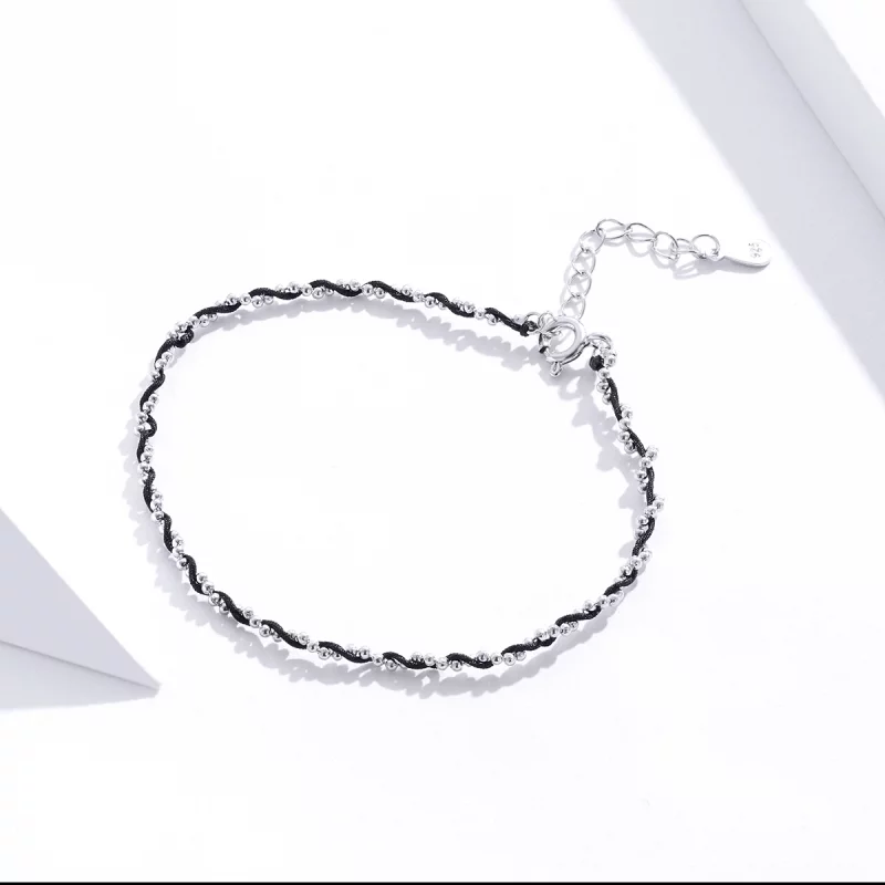(image pour) Bracelet Cordon Style PANDORA Corde Noire - SCB173-BK - Afficher 3