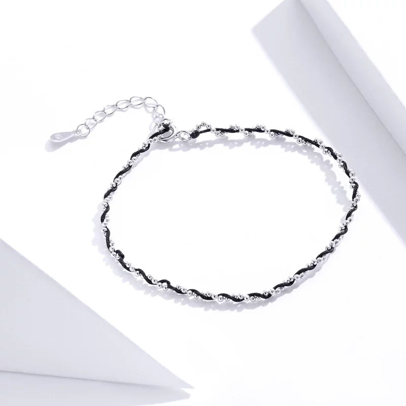 (image pour) Bracelet Cordon Style PANDORA Corde Noire - SCB173-BK - Afficher 4