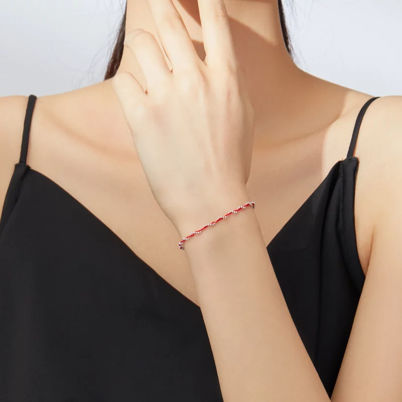 (image pour) Bracelet Cordon Style PANDORA Corde Rouge - SCB173-RD - Afficher 4
