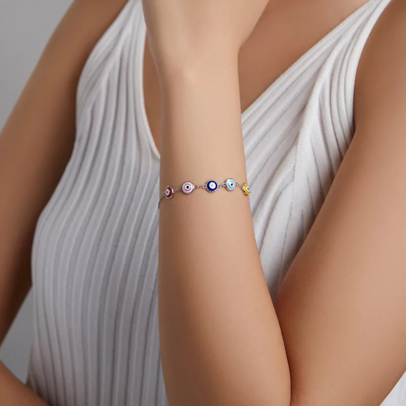 (image pour) Bracelet de style Pandora avec œil protecteur - SCB218 - Afficher 4