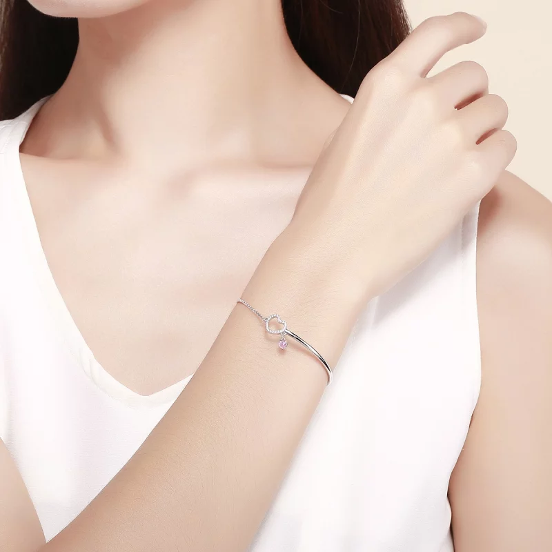 (image pour) Bracelet Jonc Style PANDORA coeur de dame - SCB117 - Afficher 2