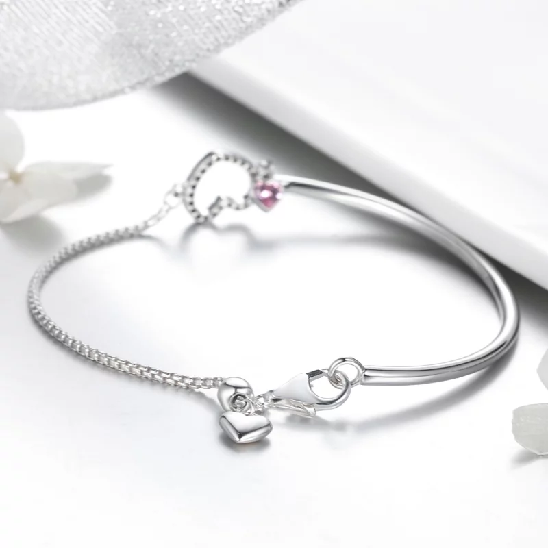 (image pour) Bracelet Jonc Style PANDORA coeur de dame - SCB117 - Afficher 3
