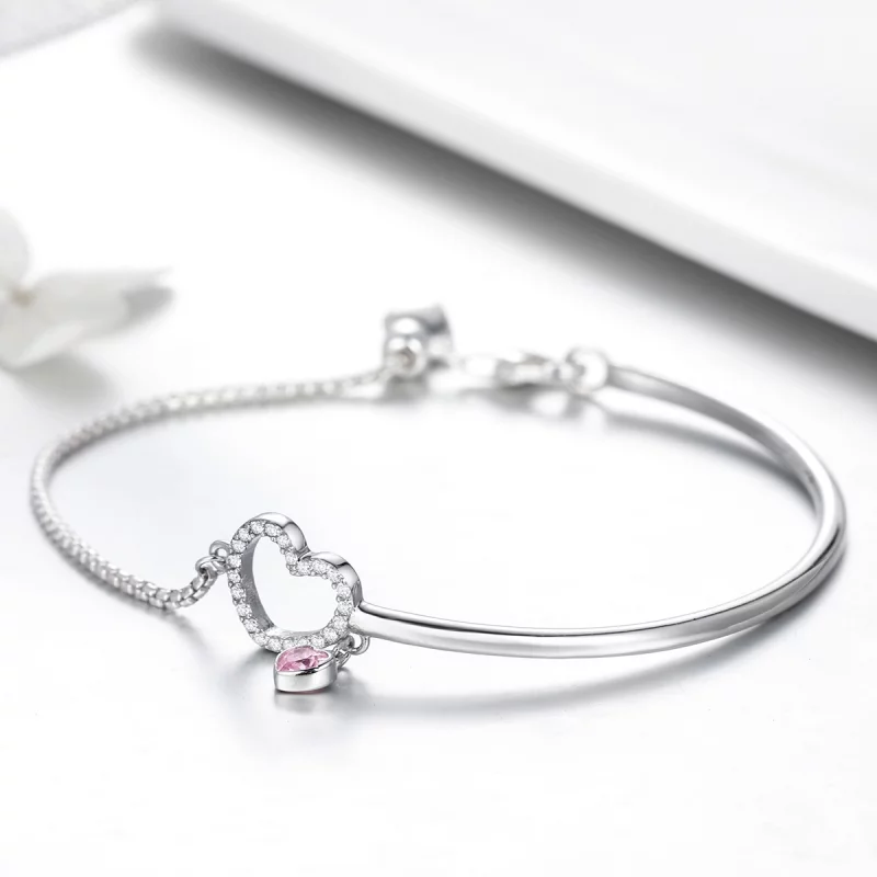 (image pour) Bracelet Jonc Style PANDORA coeur de dame - SCB117 - Afficher 4