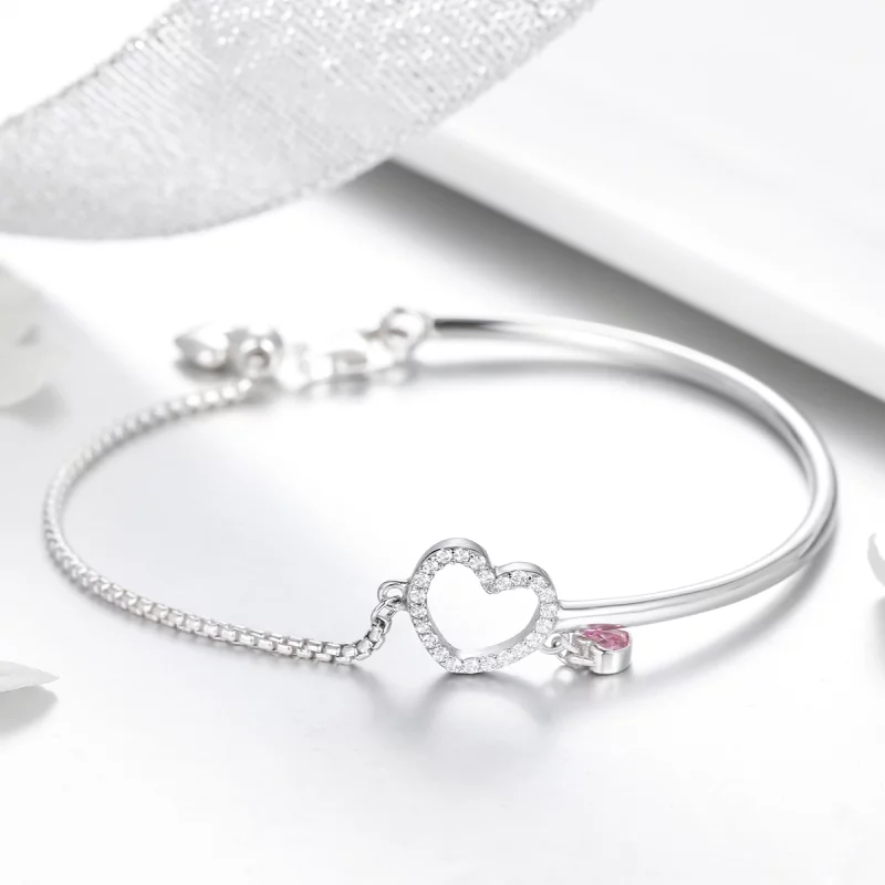 (image pour) Bracelet Jonc Style PANDORA coeur de dame - SCB117 - Afficher 5