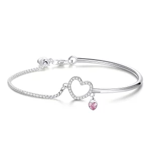 (image pour) Bracelet Jonc Style PANDORA coeur de dame - SCB117