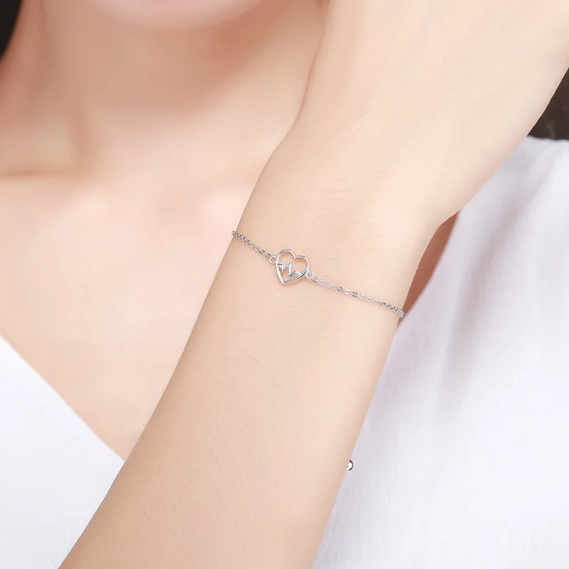 (image pour) Bracelet Style PANDORA Amour Cardiogramme - SCB019 - Afficher 2