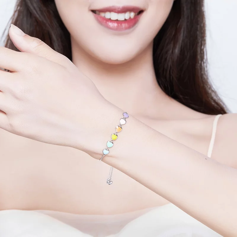 (image pour) Bracelet Style PANDORA Coeurs arc-en-ciel - SCB158 - Afficher 2