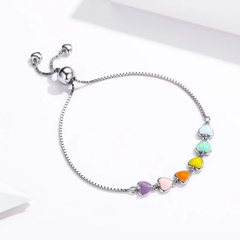 (image pour) Bracelet Style PANDORA Coeurs arc-en-ciel - SCB158 - Afficher 3