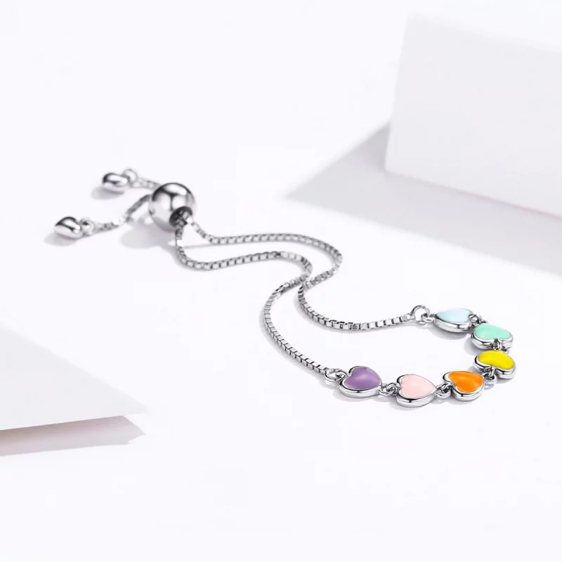 (image pour) Bracelet Style PANDORA Coeurs arc-en-ciel - SCB158 - Afficher 4