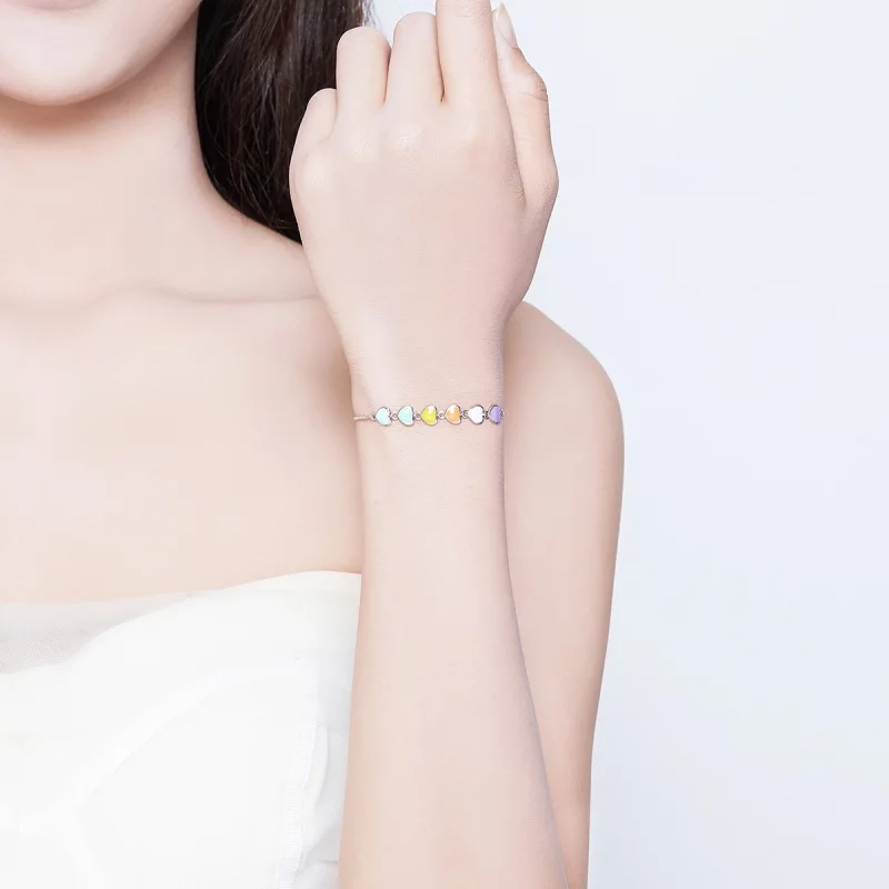 (image pour) Bracelet Style PANDORA Coeurs arc-en-ciel - SCB158 - Afficher 5