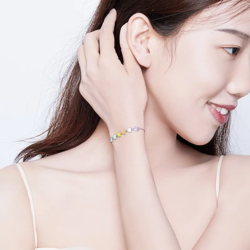 (image pour) Bracelet Style PANDORA Coeurs arc-en-ciel - SCB158 - Afficher 6