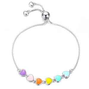 (image pour) Bracelet Style PANDORA Coeurs arc-en-ciel - SCB158