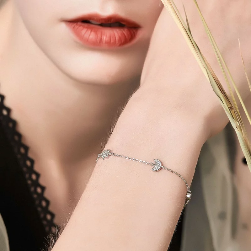 (image pour) Bracelet Style PANDORA Lune Soleil et Etoiles - SCB081 - Afficher 2